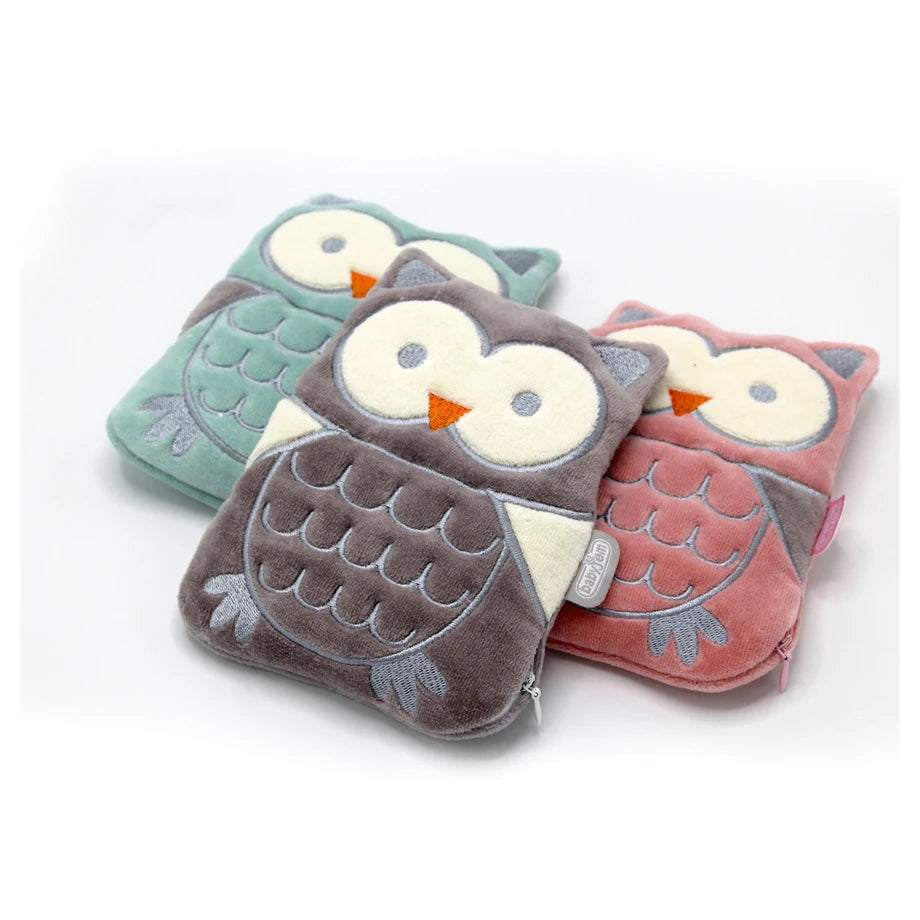 Babyjem Cherry Seeds Filled Velvet Colic Owl Shaped Pillow (Grey), 0 Months+