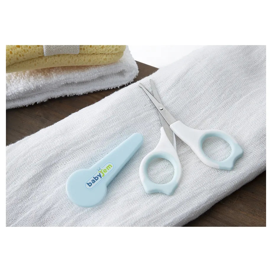 Babyjem 2-Piece Nail Scissors with Case Set for Babies (Blue), 0 Months+