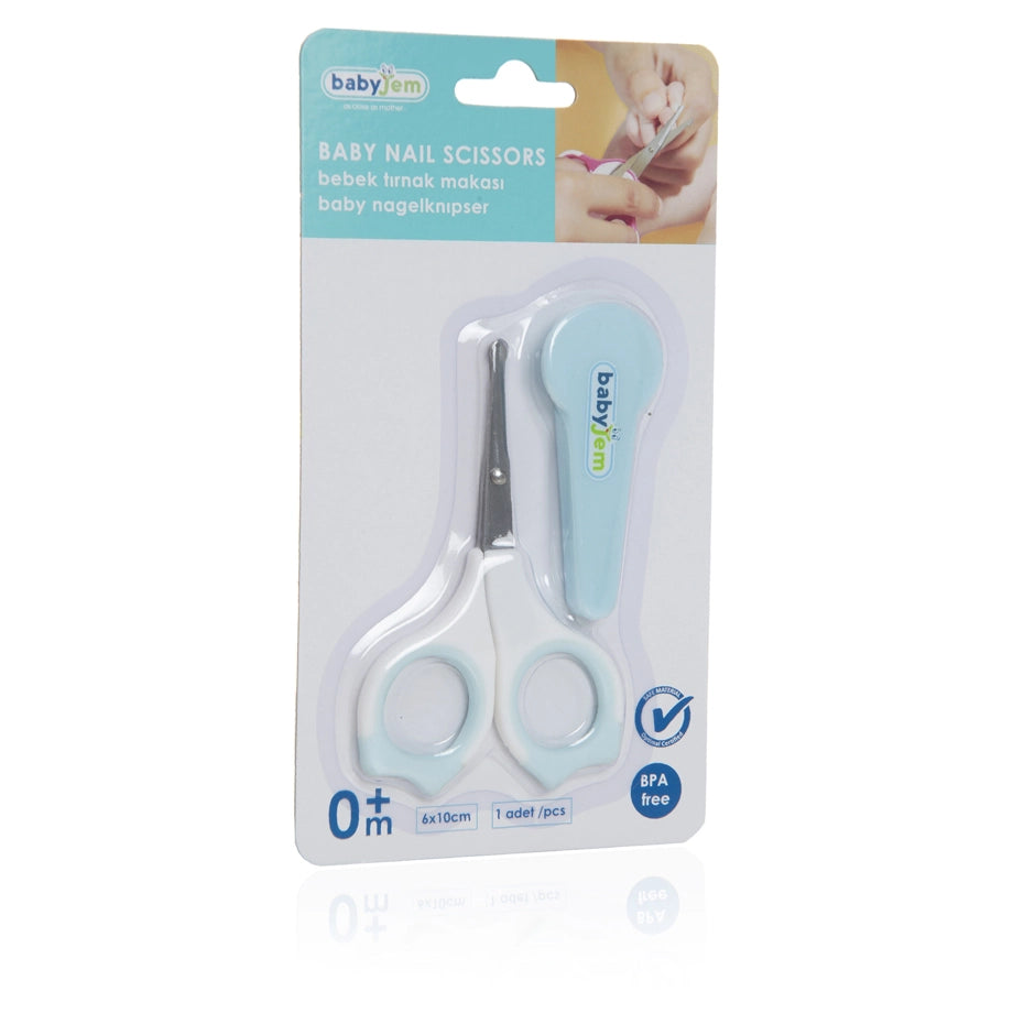 Babyjem 2-Piece Nail Scissors with Case Set for Babies (Blue), 0 Months+