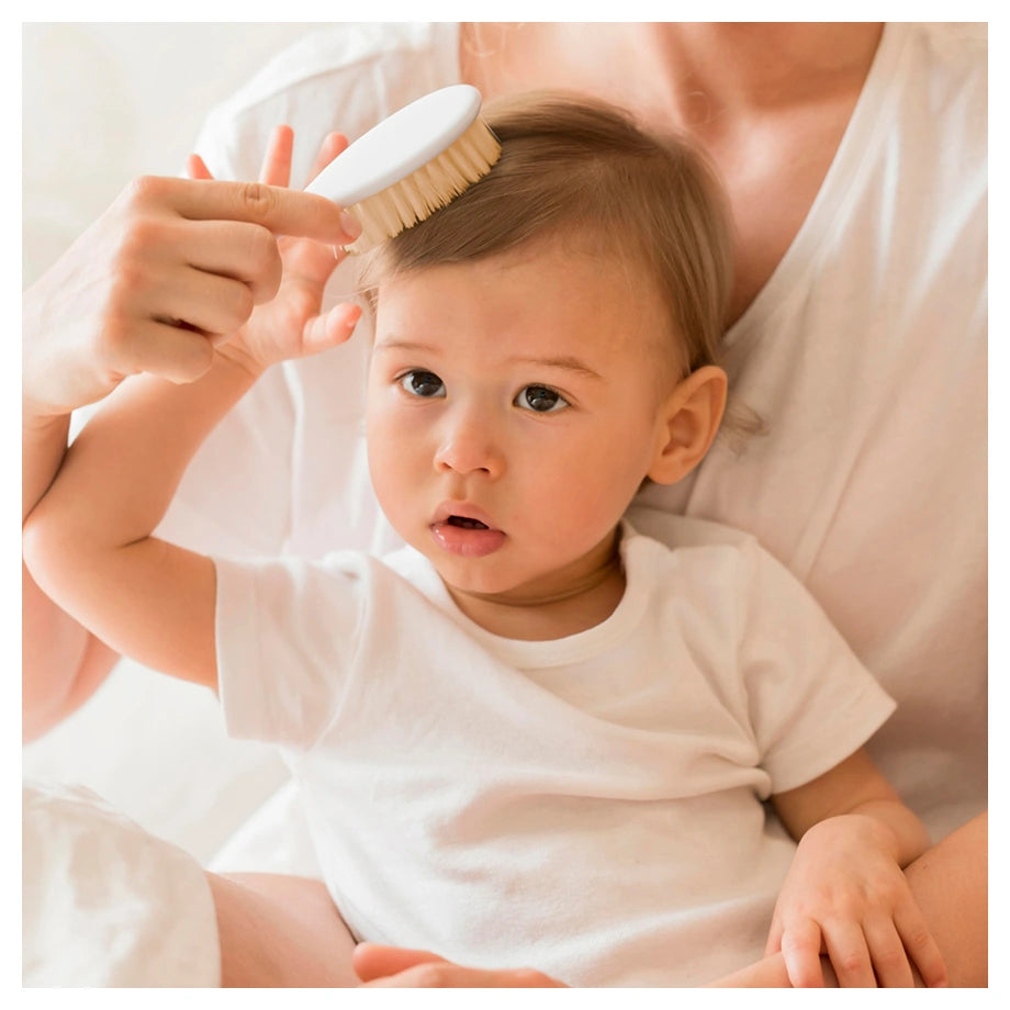 Babyjem 2-Piece Brush & Comb Set with Natural Bristle for Babies (Pink), 0 Months+