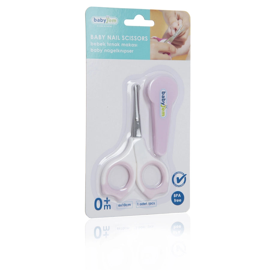 Babyjem 2-Piece Nail Scissors with Case Set for Babies (Pink), 0 Months+