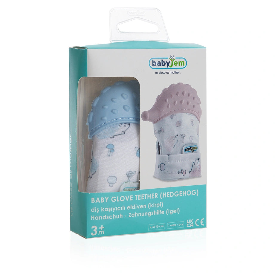 Babyjem Baby Teethering Gloves Hedgehog (Blue)