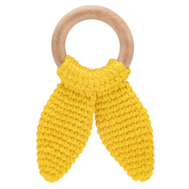 Babyjem Amigurumi Wooden Ring Teether for Baby, 4+ Months (Yellow)