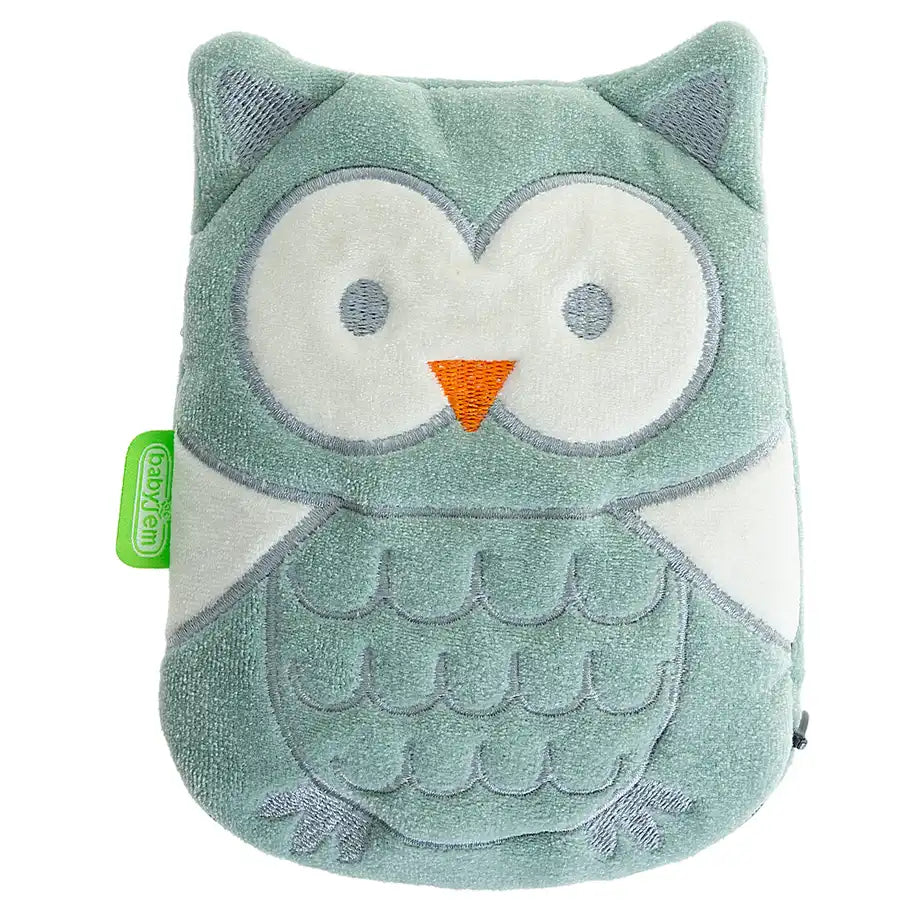 Babyjem Cherry Seeds Filled Velvet Colic Owl Shaped Pillow (Green), 0 Months+