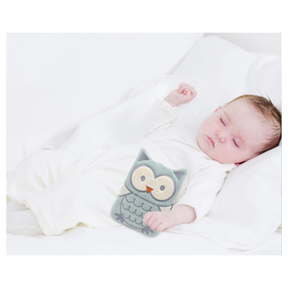 Babyjem Cherry Seeds Filled Velvet Colic Owl Shaped Pillow (Green), 0 Months+