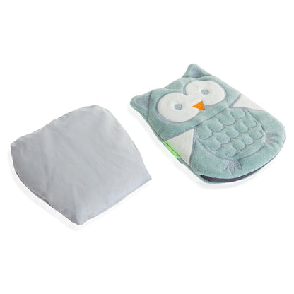 Babyjem Cherry Seeds Filled Velvet Colic Owl Shaped Pillow (Green), 0 Months+