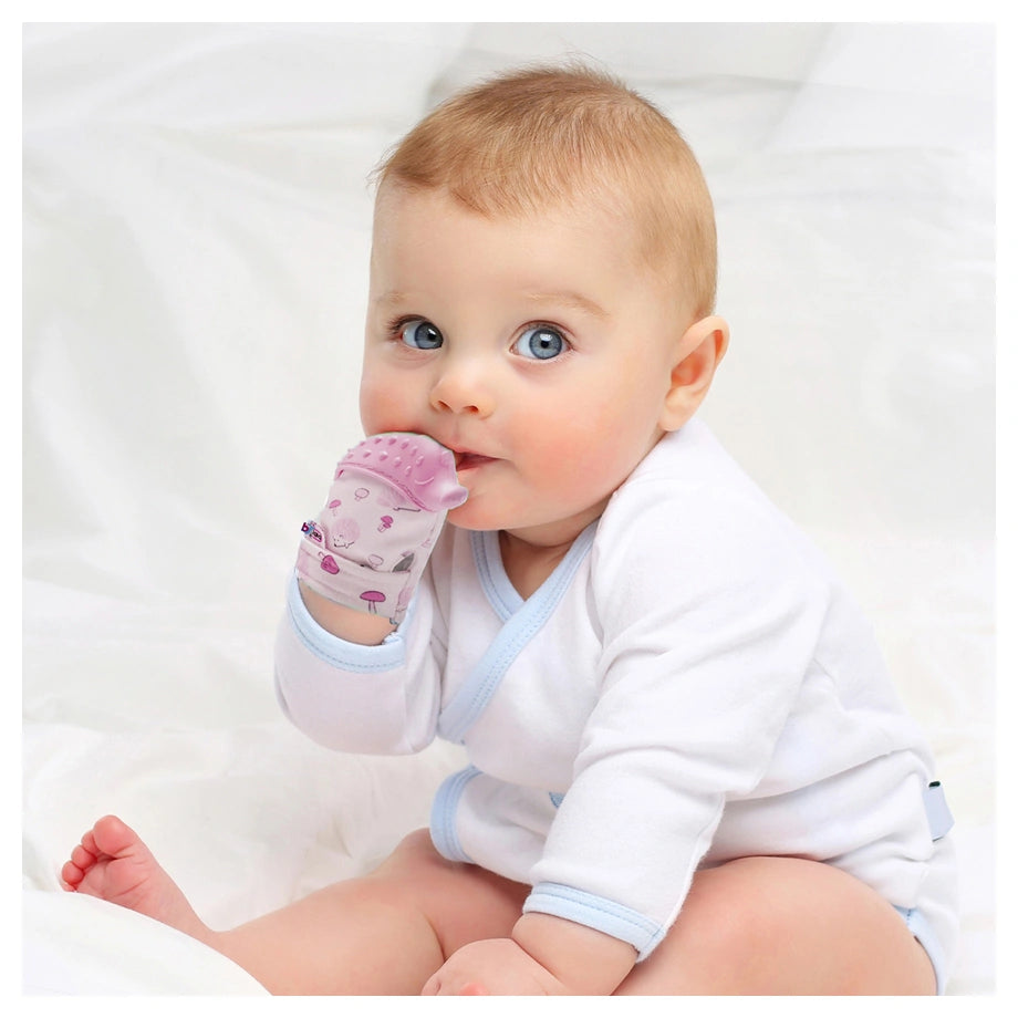 Babyjem Baby Teethering Gloves Hedgehog (Pink)
