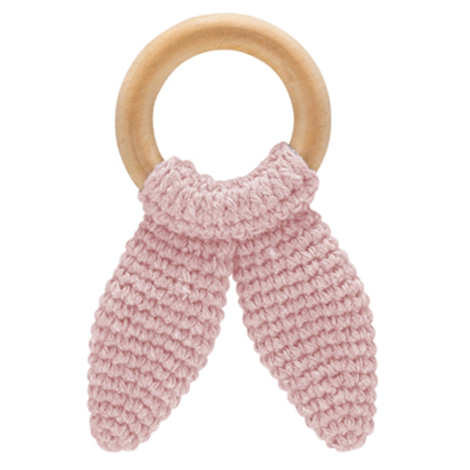 Babyjem Amigurumi Wooden Ring Teether for Baby, 4+ Months (Pink)