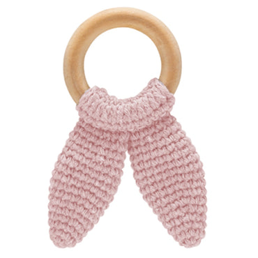 Babyjem Amigurumi Wooden Ring Teether for Baby, 4+ Months (Pink)
