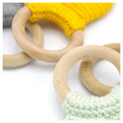 Babyjem Amigurumi Wooden Ring Teether for Baby, 4+ Months (Pink)
