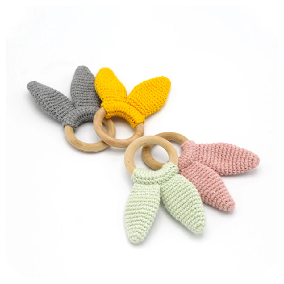 Babyjem Amigurumi Wooden Ring Teether for Baby, 4+ Months (Pink)