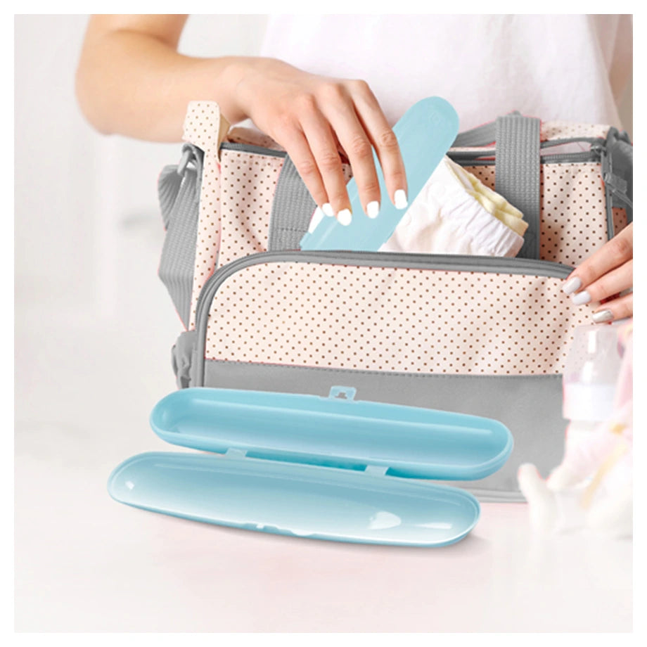 Babyjem Plastic Fork & Spoon Travel Case, 6+ Months (Green)