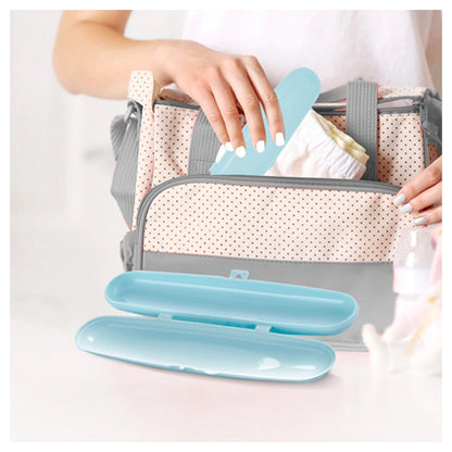 Babyjem Plastic Fork & Spoon Travel Case, 6+ Months (Green)