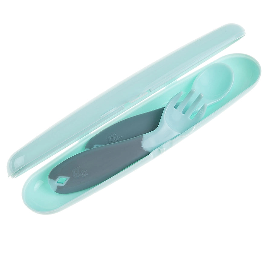 Babyjem Plastic Fork & Spoon Travel Case, 6+ Months (Green)