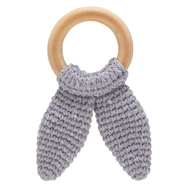 Babyjem Amigurumi Wooden Ring Teether Grey