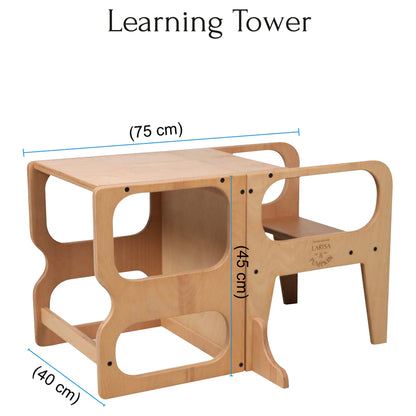Larisa And Pumpkin Learning Tower 100% Natural Beech Wood (White)