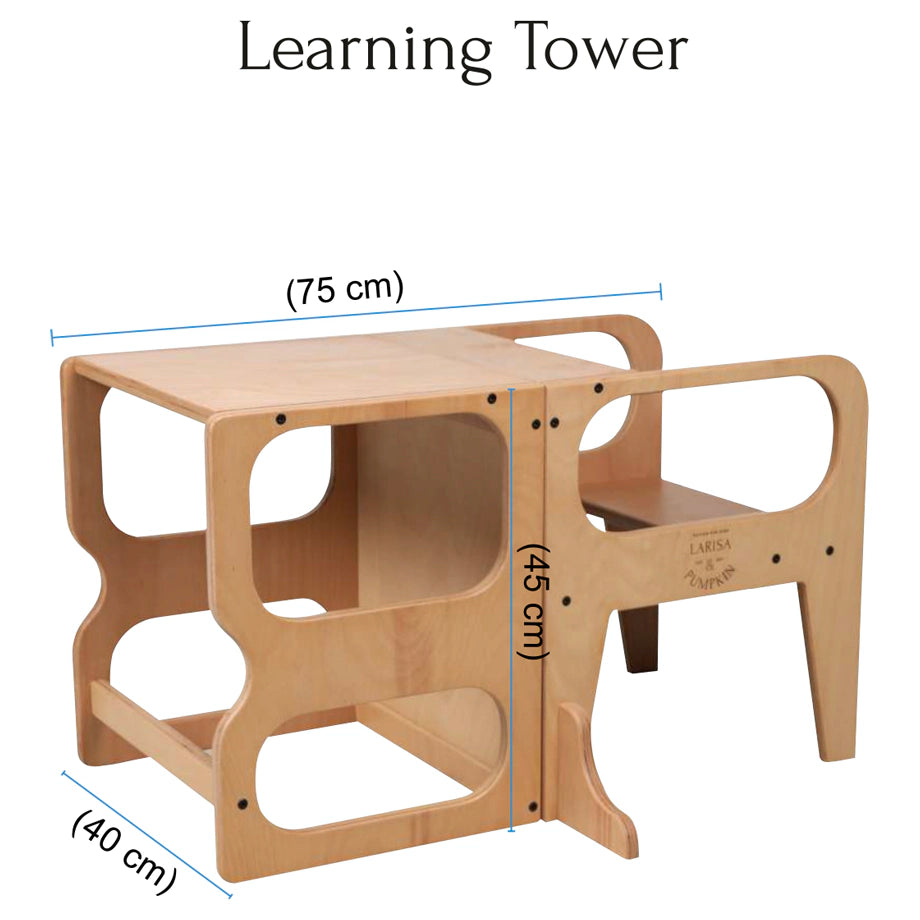 Larisa And Pumpkin Learning Tower 100% Natural Beech Wood (White)