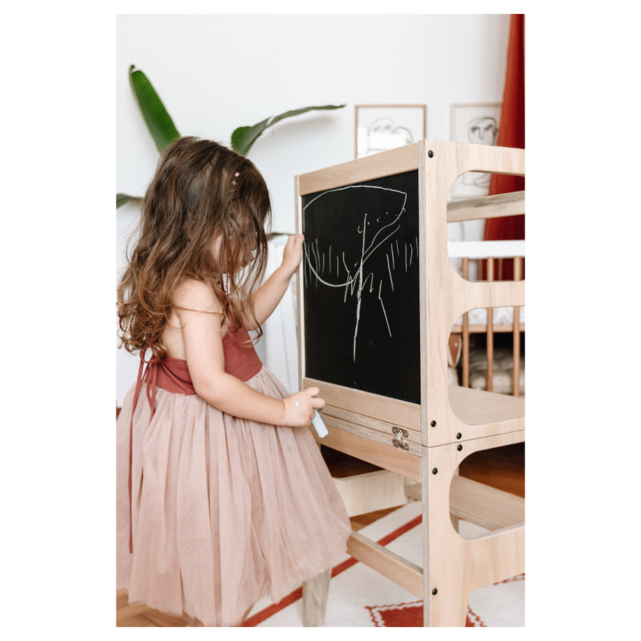 Larisa And Pumpkin Learning Tower 100% Natural Beech Wood (White)