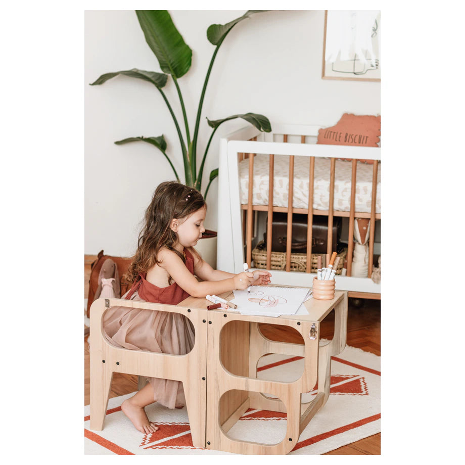 Larisa And Pumpkin Learning Tower 100% Natural Beech Wood (White)