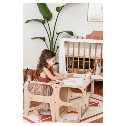 Larisa And Pumpkin Learning Tower 100% Natural Beech Wood (White)