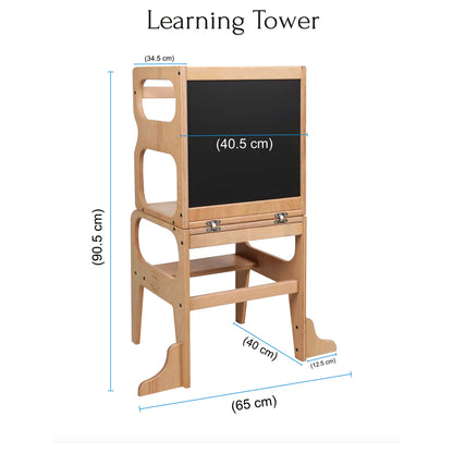 Larisa And Pumpkin Learning Tower 100% Natural Beech Wood (Grey)