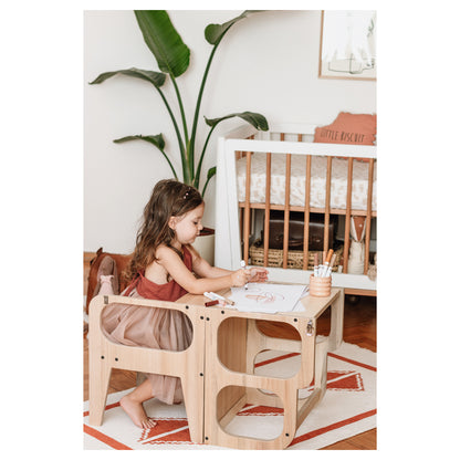 Larisa And Pumpkin Learning Tower 100% Natural Beech Wood (Grey)
