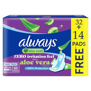 Always Aloe Cool Maxi Thick Sanitary Pads (46 Pieces)