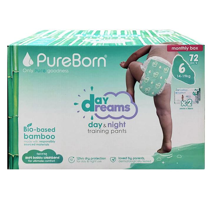 PureBorn Organic Bamboo Diaper Pants Size 6 (Pack of 72)