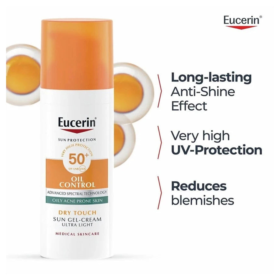Eucerin واقي شمس للبشرة الدهنية والمختلطة مع عامل حماية SPF50+ (50 مل)