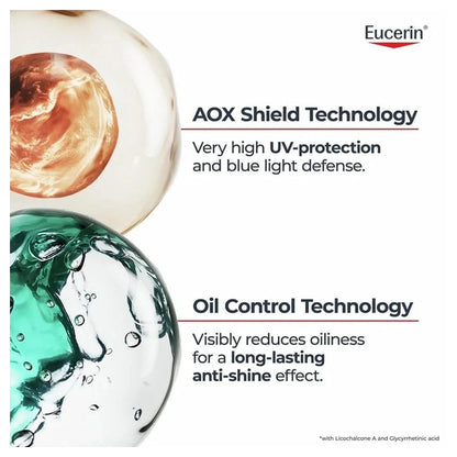 Eucerin واقي شمس للبشرة الدهنية والمختلطة مع عامل حماية SPF50+ (50 مل)