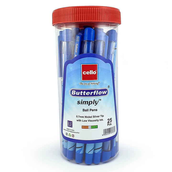 Cello - Ball Pen Butterflow 0.7mm Pack of 25 (Blue)