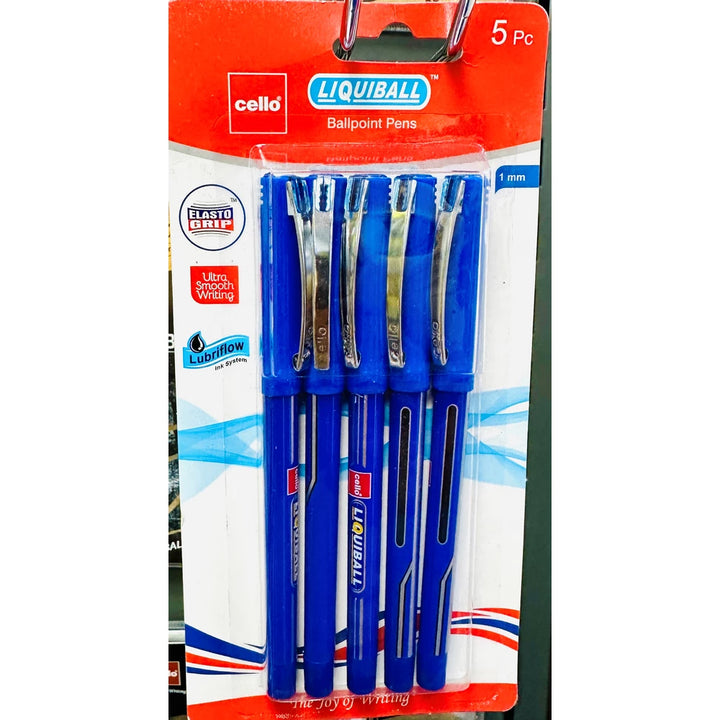Cello - Liquiball 1mm Ball Pen Pack of 5 (Blue)