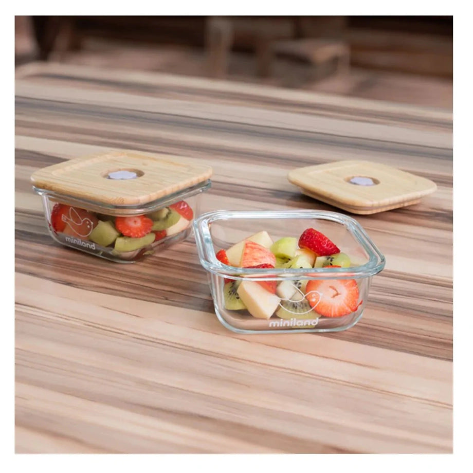 Miniland Set 2 Ecosquare Chick Glass Container