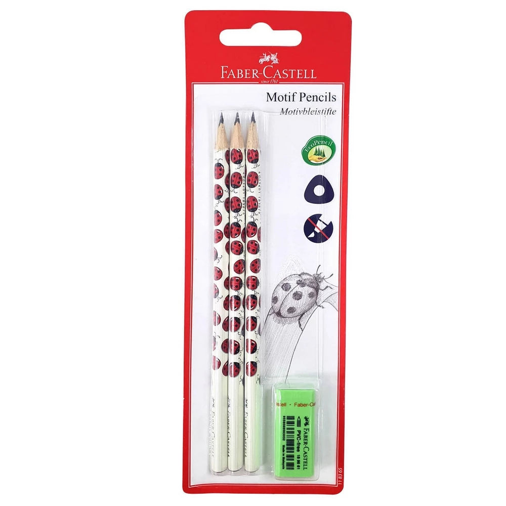 Faber-Castell - Triangular Pencil Lady Bird Pack of 3 Faber-Castell - Triangular Pencil Lady Bird Pack of 3