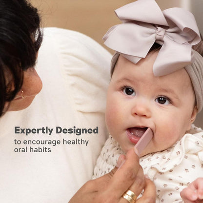 ezpz Baby-Led Toothbrush + Sensory Tongue Depressor Dual Pack (Pewter)