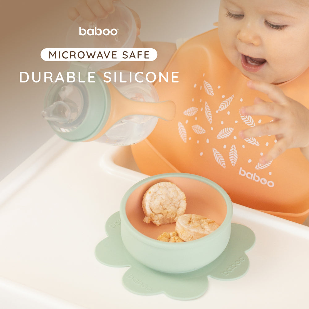 Baboo 6m+ Silicone Bowl with Suction (Peachy Keen Colour)
