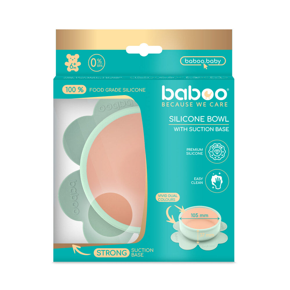 Baboo 6m+ Silicone Bowl with Suction (Peachy Keen Colour)