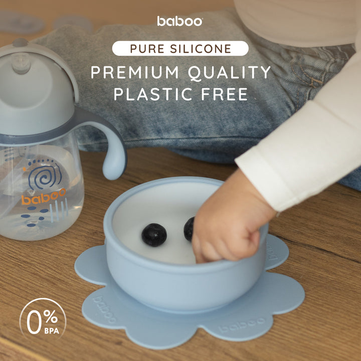Baboo 6m+ Silicone Bowl with Suction (Blue Haze)