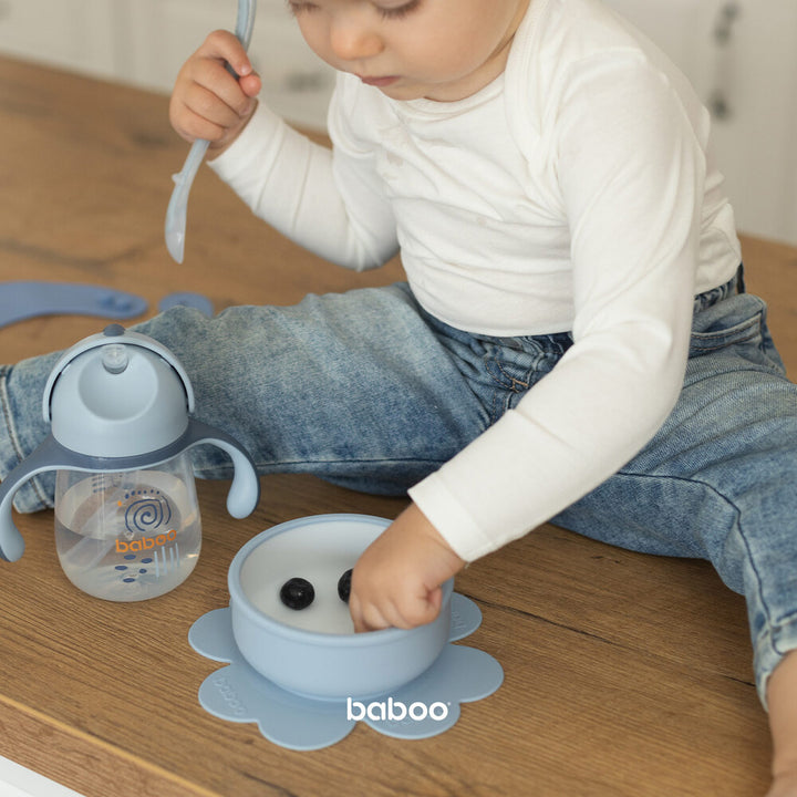 Baboo 6m+ Silicone Bowl with Suction (Blue Haze)
