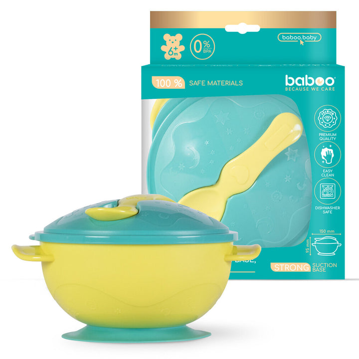 Baboo Suction Feeding Bowl & Spoon Set 6m+ (Lagoon Fiesta)