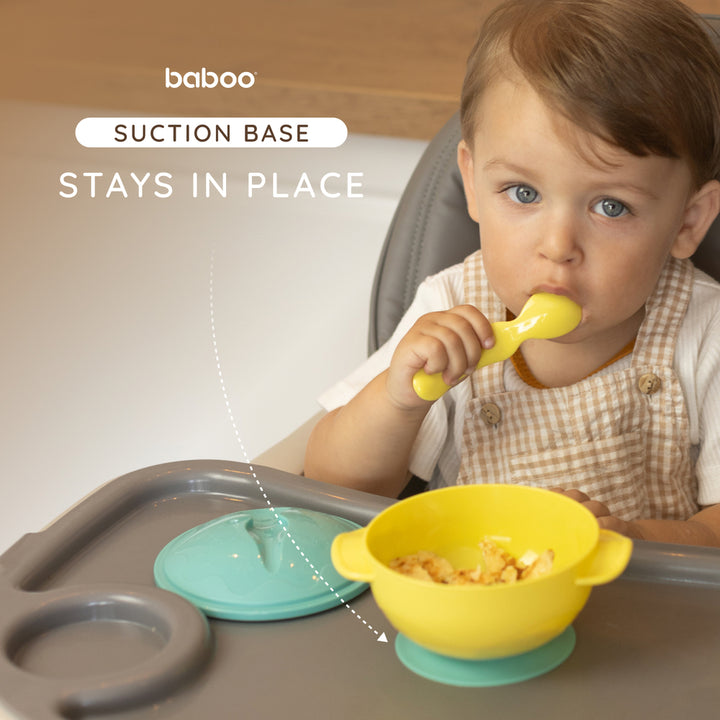 Baboo Suction Feeding Bowl & Spoon Set 6m+ (Lagoon Fiesta)