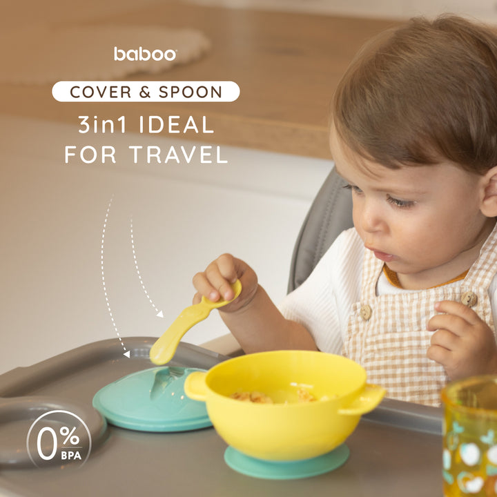 Baboo Suction Feeding Bowl & Spoon Set 6m+ (Lagoon Fiesta)