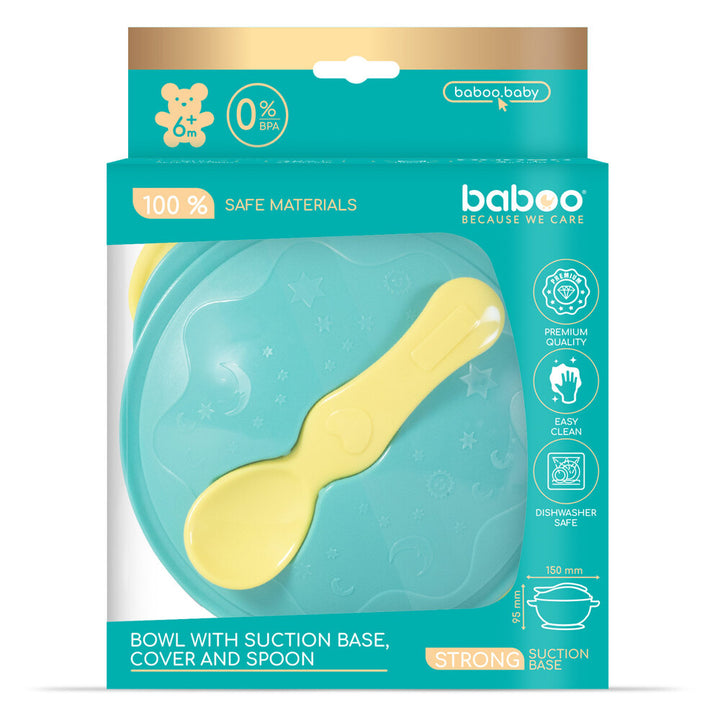 Baboo Suction Feeding Bowl & Spoon Set 6m+ (Lagoon Fiesta)