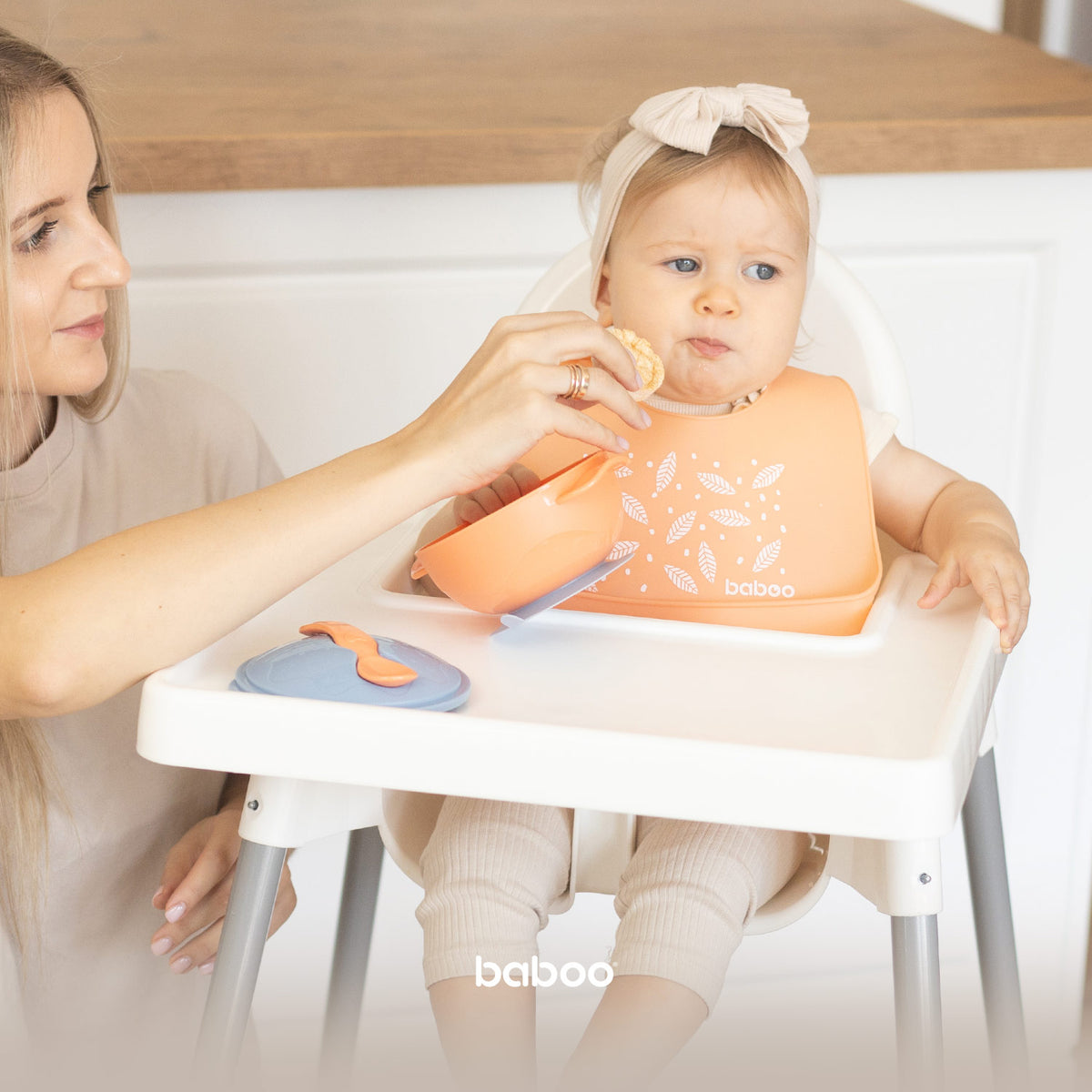 Baboo Suction Feeding Bowl & Spoon Set 6m+ (Blue Haze)