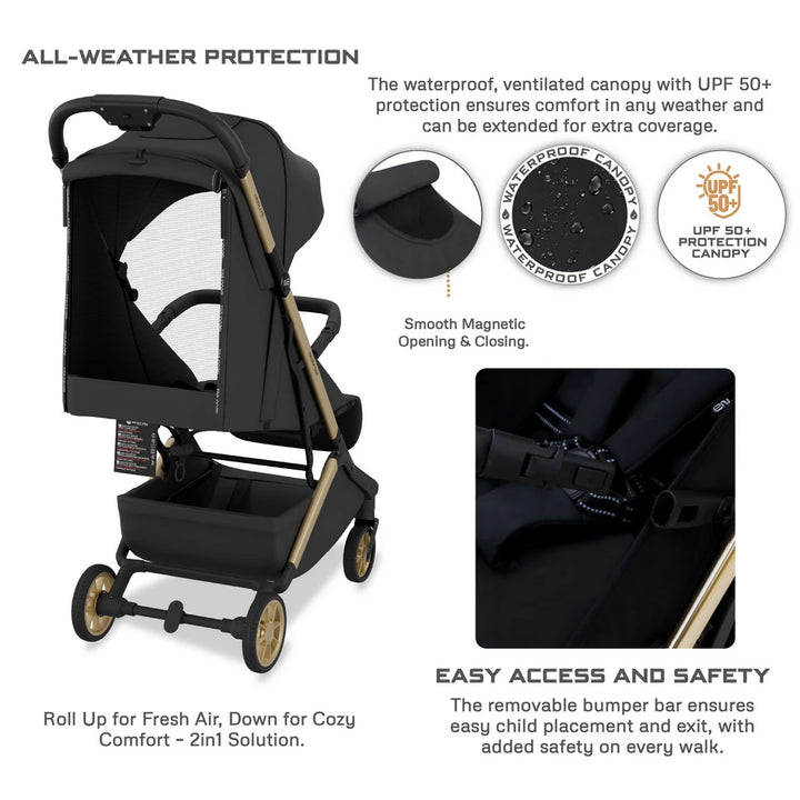 Neobreez Neolite Ultra-Compact Cabin Size Travel Stroller (Black)
