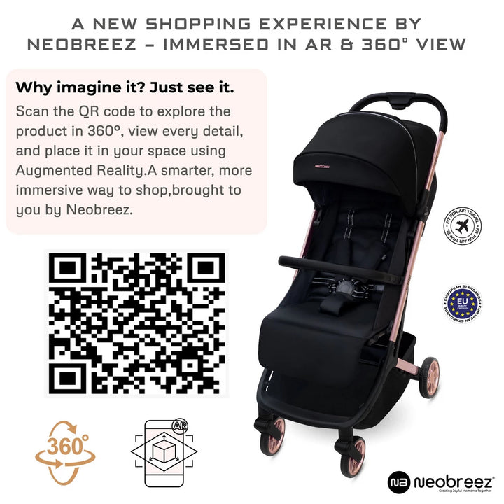 Neobreez Neolite Ultra-Compact Cabin Size Travel Stroller (Black)
