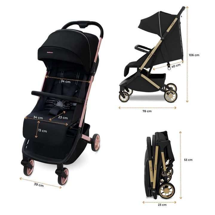 Neobreez Neolite Ultra-Compact Cabin Size Travel Stroller (Black)