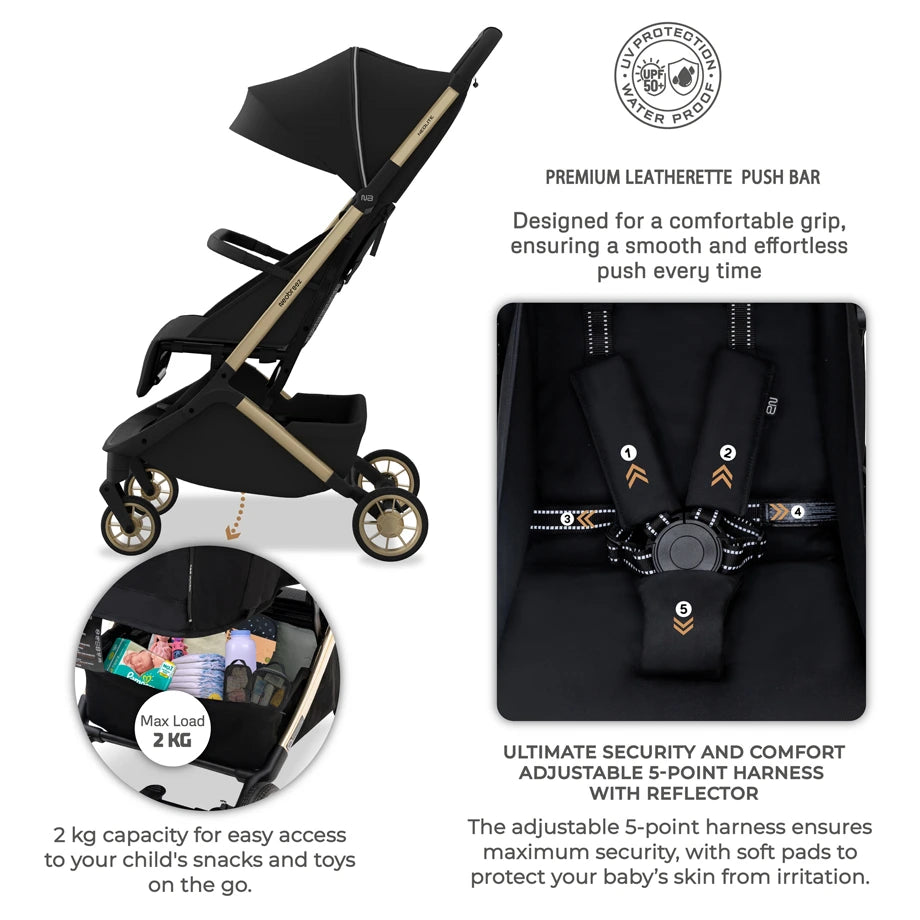 Neobreez Neolite Ultra-Compact Cabin Size Travel Stroller (Black)