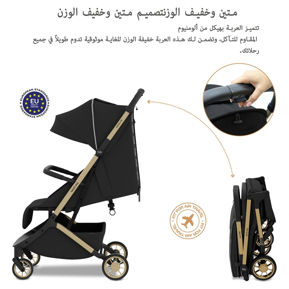 Neobreez Neolite Ultra-Compact Cabin Size Travel Stroller (Black)