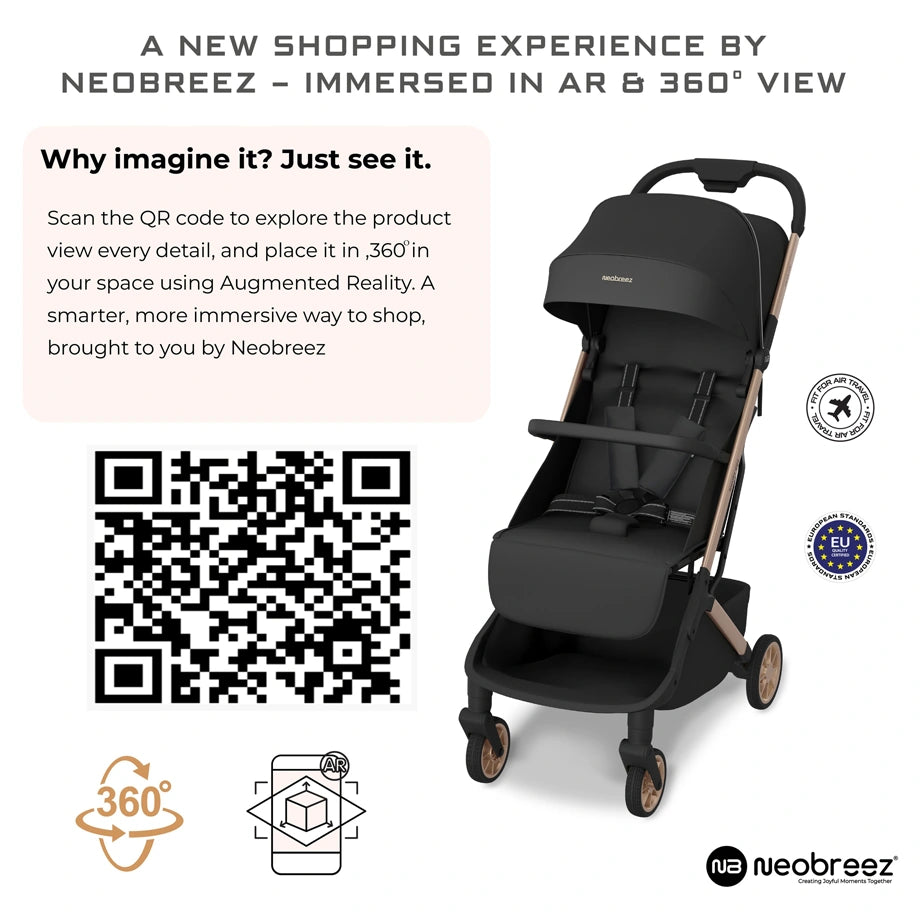Neobreez Neolite Ultra-Compact Cabin Size Travel Stroller (Black)